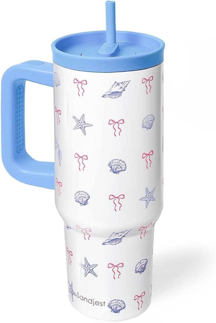 Lemon Stainless Steel Locking Lid Silicone Straw Tumbler with Handle 40oz, Insulated Stainless Steel Travel Cup for Women Girls Friends, Gift Idea for Birthday Summer Vacation
