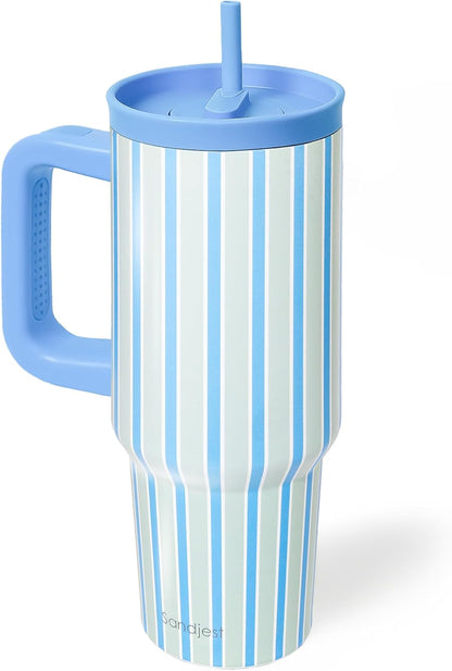 Lemon Stainless Steel Locking Lid Silicone Straw Tumbler with Handle 40oz, Insulated Stainless Steel Travel Cup for Women Girls Friends, Gift Idea for Birthday Summer Vacation