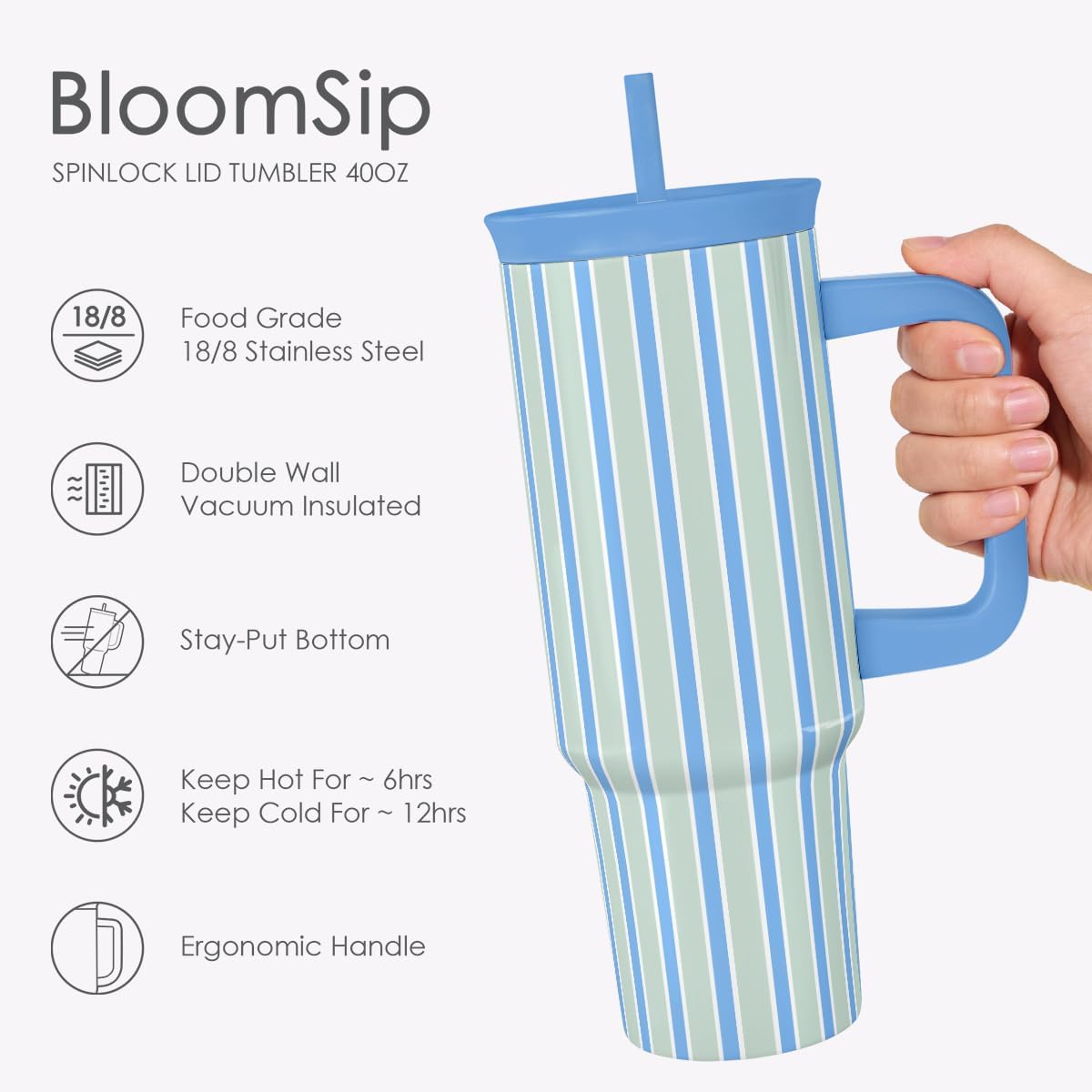 Lemon Stainless Steel Locking Lid Silicone Straw Tumbler with Handle 40oz, Insulated Stainless Steel Travel Cup for Women Girls Friends, Gift Idea for Birthday Summer Vacation