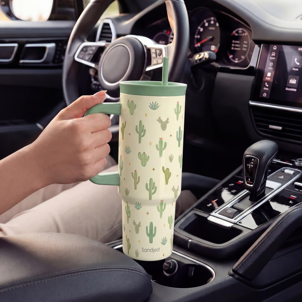 Lemon Stainless Steel Locking Lid Silicone Straw Tumbler with Handle 40oz, Insulated Stainless Steel Travel Cup for Women Girls Friends, Gift Idea for Birthday Summer Vacation