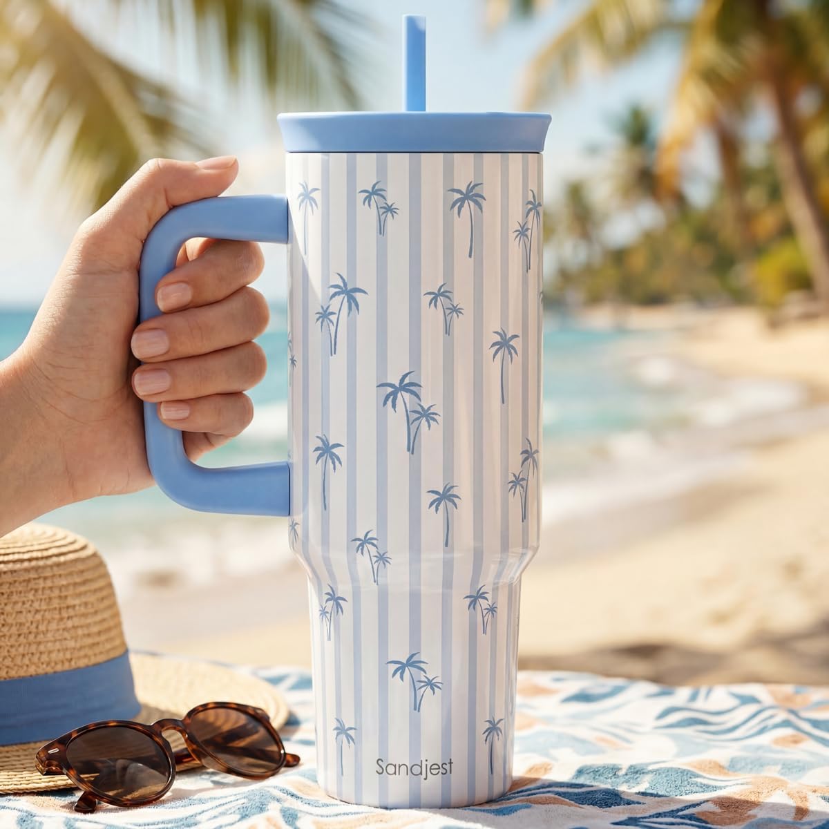 Lemon Stainless Steel Locking Lid Silicone Straw Tumbler with Handle 40oz, Insulated Stainless Steel Travel Cup for Women Girls Friends, Gift Idea for Birthday Summer Vacation