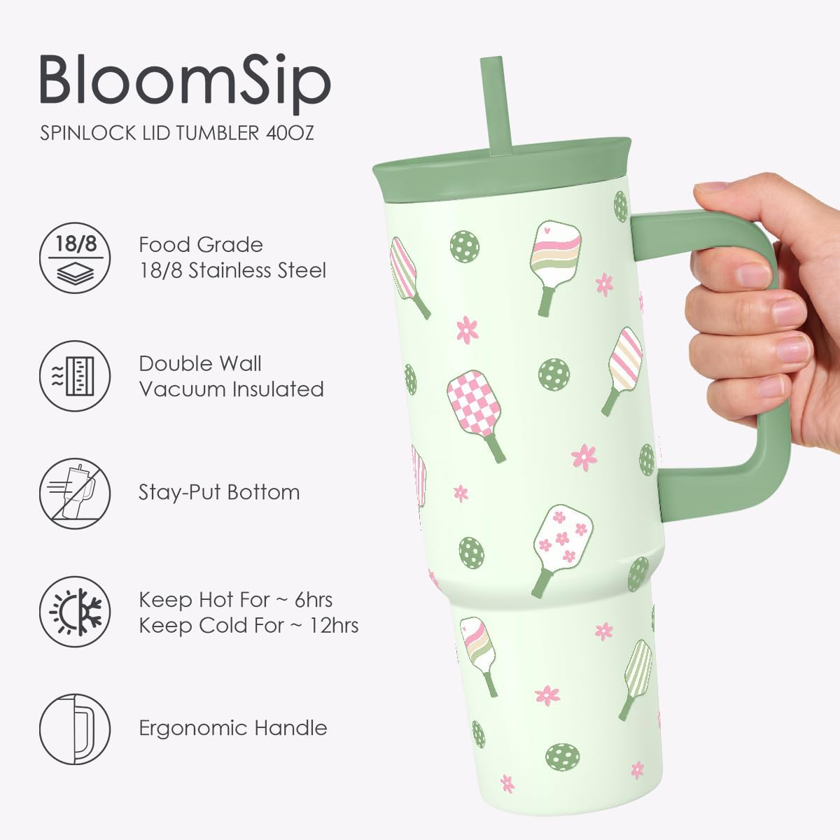 Lemon Stainless Steel Locking Lid Silicone Straw Tumbler with Handle 40oz, Insulated Stainless Steel Travel Cup for Women Girls Friends, Gift Idea for Birthday Summer Vacation
