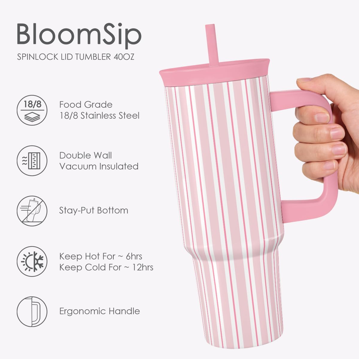 Lemon Stainless Steel Locking Lid Silicone Straw Tumbler with Handle 40oz, Insulated Stainless Steel Travel Cup for Women Girls Friends, Gift Idea for Birthday Summer Vacation
