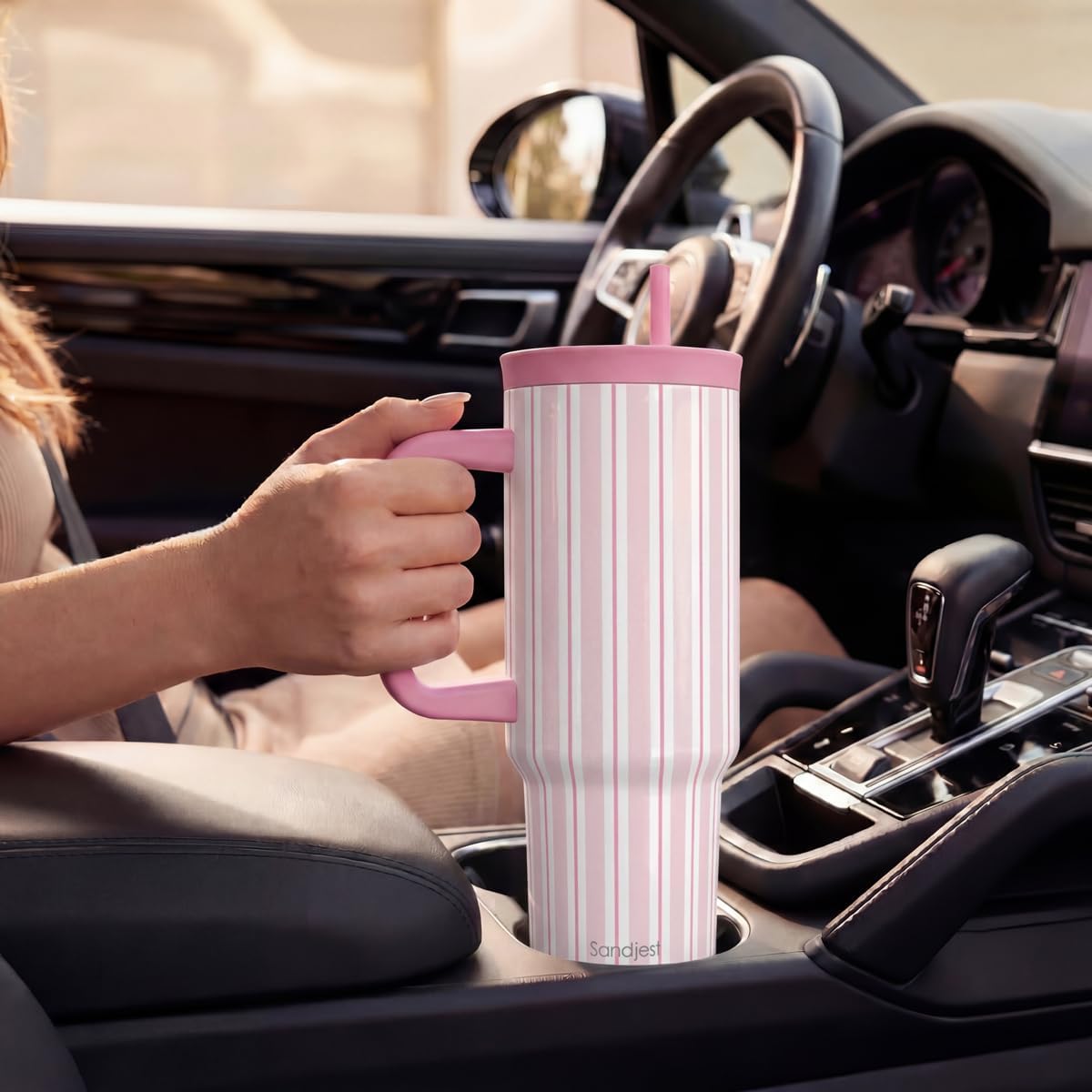 Lemon Stainless Steel Locking Lid Silicone Straw Tumbler with Handle 40oz, Insulated Stainless Steel Travel Cup for Women Girls Friends, Gift Idea for Birthday Summer Vacation