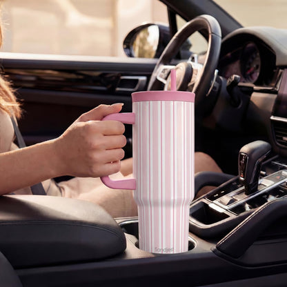 Lemon Stainless Steel Locking Lid Silicone Straw Tumbler with Handle 40oz, Insulated Stainless Steel Travel Cup for Women Girls Friends, Gift Idea for Birthday Summer Vacation