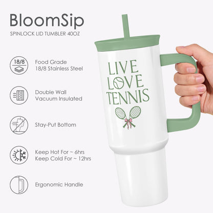 Lemon Stainless Steel Locking Lid Silicone Straw Tumbler with Handle 40oz, Insulated Stainless Steel Travel Cup for Women Girls Friends, Gift Idea for Birthday Summer Vacation