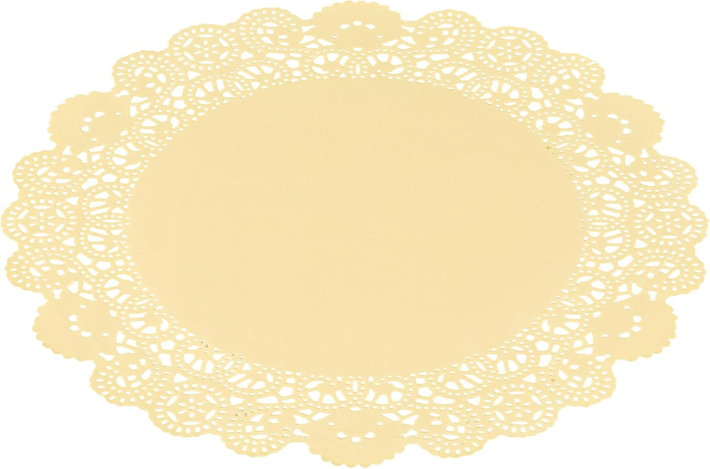 Pastry Tek 12 x 12 Inch Paper Lace Doilies, 100 Disposable Table Doilies - Elegant Lace Finish, Long Lasting, Yellow Paper Doily, for Pastries, Cupcakes, Desserts