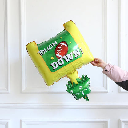 Football Balloon Arch Kit,135Pcs Yellow Royal Blue Silver Balloon Garland with Football,Helmet,Goal Post,Trophy Foil Balloons for Sports Rugby Birthday Big Game Touch Down Tailgate Party Decoration