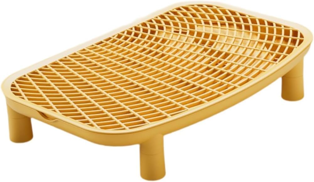 Cat Litter Step for Litters Box,18"x12" Adjustable Height Cat Litter Ramp Double Layer with Filter Function,Elevated Cats Litter Tray for Small Elder Cats Easy Cleaning (Yellow)