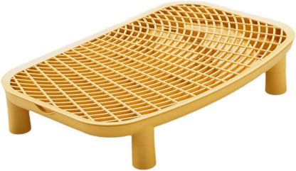 Cat Litter Step for Litters Box,18"x12" Adjustable Height Cat Litter Ramp Double Layer with Filter Function,Elevated Cats Litter Tray for Small Elder Cats Easy Cleaning (Yellow)