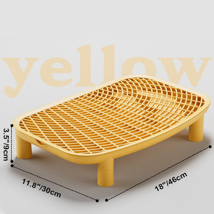 Cat Litter Step for Litters Box,18"x12" Adjustable Height Cat Litter Ramp Double Layer with Filter Function,Elevated Cats Litter Tray for Small Elder Cats Easy Cleaning (Yellow)