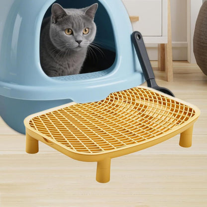 Cat Litter Step for Litters Box,18"x12" Adjustable Height Cat Litter Ramp Double Layer with Filter Function,Elevated Cats Litter Tray for Small Elder Cats Easy Cleaning (Yellow)
