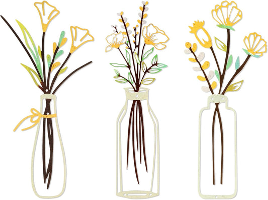 3 Pcs Metal Flowers Wall Arts Metal Flower Wall Decor Minimalist Floral Decor Flowers Boho Wall Art Sculptures for Home Bedroom Kitchen Living Room Decor (Yellow)