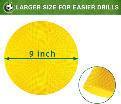 Poly Spot Markers 4inch/9 inch Non-Slip Rubber Agility Markers | Flat Field Cones Floor Dots Football Soccer Basketball Training Markers School Activities Exercise Drills Social Distancing