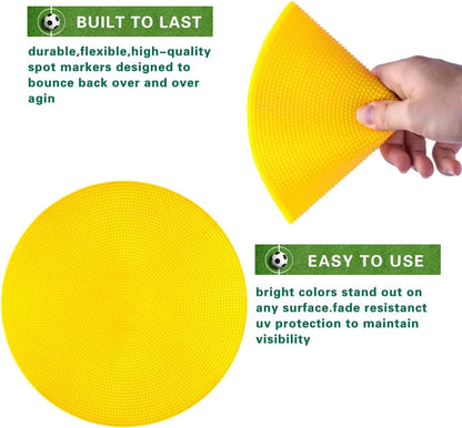 Poly Spot Markers 4inch/9 inch Non-Slip Rubber Agility Markers | Flat Field Cones Floor Dots Football Soccer Basketball Training Markers School Activities Exercise Drills Social Distancing