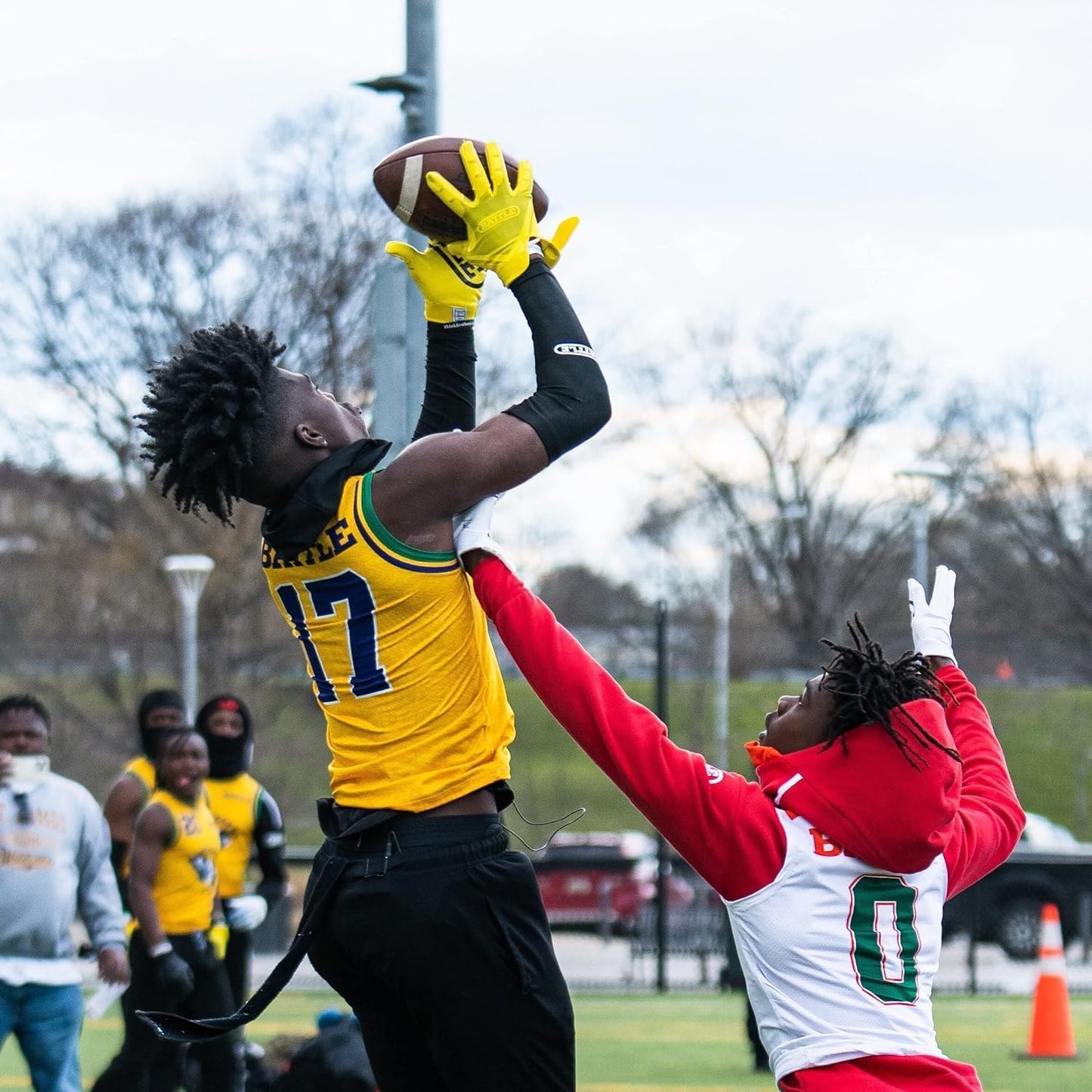 Sports Double Threat Wide Receiver Gloves | UltraTack palm reaches the legal stick limit, PerfectFit material for comfort and breathability, Wrist freedom of motion