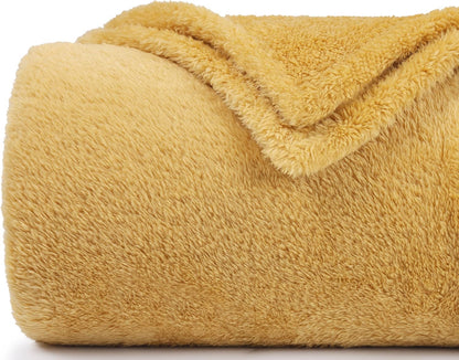 Plush Fleece Throw Blanket for Couch and Bed, Fluffy Fuzzy Cozy Soft Blankets All Season Use (50x60 Inches,Misted Yellow)