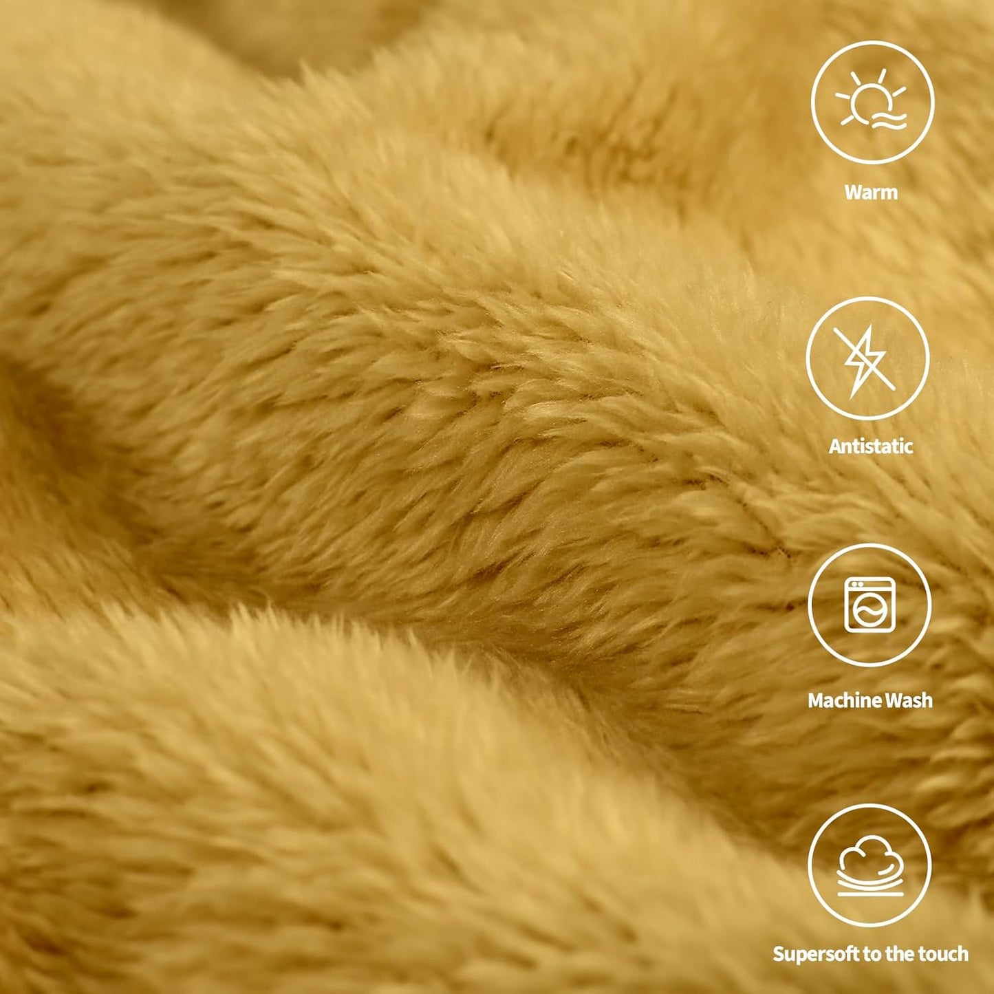 Plush Fleece Throw Blanket for Couch and Bed, Fluffy Fuzzy Cozy Soft Blankets All Season Use (50x60 Inches,Misted Yellow)