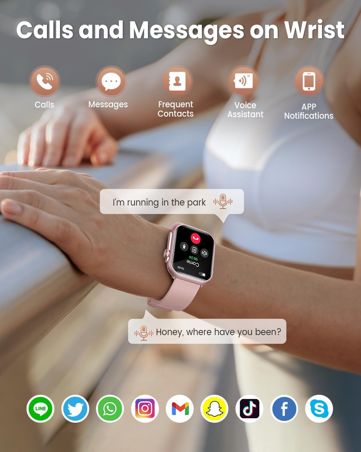 1.83" Smart Watches for Women (Android/iPhone), with 1000mAh Battery, 5ATM | 110+ Sports Modes, Messages and App Notifications, Health Monitoring(Blood Pressure, 24/7 Heart Rate, SpO2, Sleep), Pink