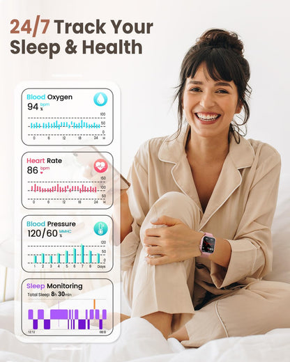 1.83" Smart Watches for Women (Android/iPhone), with 1000mAh Battery, 5ATM | 110+ Sports Modes, Messages and App Notifications, Health Monitoring(Blood Pressure, 24/7 Heart Rate, SpO2, Sleep), Pink