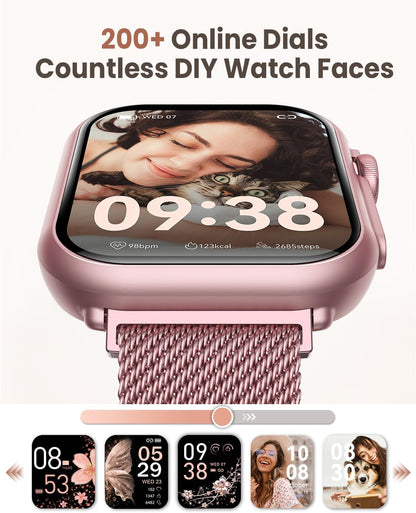 1.83" Smart Watches for Women (Android/iPhone), with 1000mAh Battery, 5ATM | 110+ Sports Modes, Messages and App Notifications, Health Monitoring(Blood Pressure, 24/7 Heart Rate, SpO2, Sleep), Pink