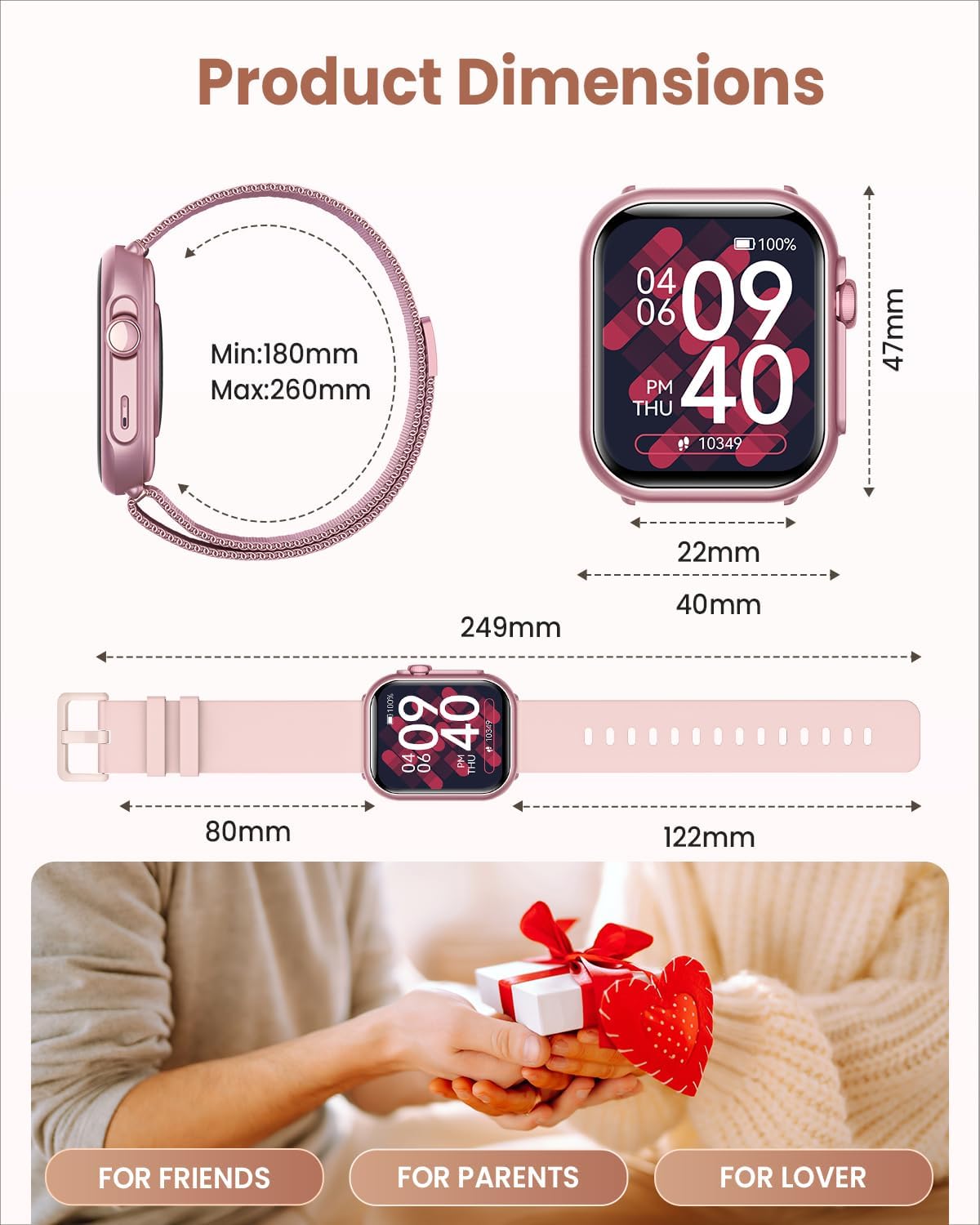 1.83" Smart Watches for Women (Android/iPhone), with 1000mAh Battery, 5ATM | 110+ Sports Modes, Messages and App Notifications, Health Monitoring(Blood Pressure, 24/7 Heart Rate, SpO2, Sleep), Pink