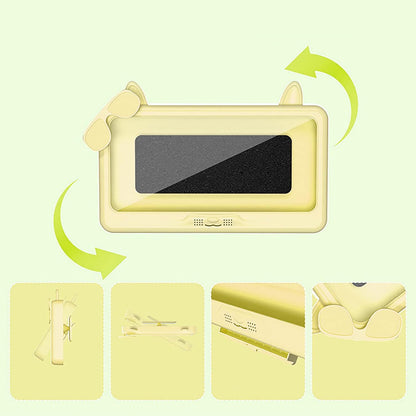 Shower Phone Holder Waterproof, 360° Degree Rotating Cartoon Cat Ears Adjustable Shower Phone Case Holder, Bathroom Wall Phone Mount Stand Water Proof Anti Fog Case (Yellow)