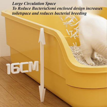 Extra Large Cat Litter Box with High Sides, Low Entry, Anti-Splashing, Easy to Clean, Large Litter Pan for Indoor Cats & Kittens,19.29''X14.57''(Yellow)