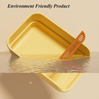 Extra Large Cat Litter Box with High Sides, Low Entry, Anti-Splashing, Easy to Clean, Large Litter Pan for Indoor Cats & Kittens,19.29''X14.57''(Yellow)