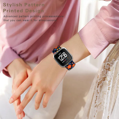 Soft Silicone Watch Bands Compatible with Fitbit Versa 2/Versa/Fitbit Versa Lite/SE Cartoon Band，23mm Cute Floral Pattern Printed Strap Replacement Wristband for Men Women Teens.