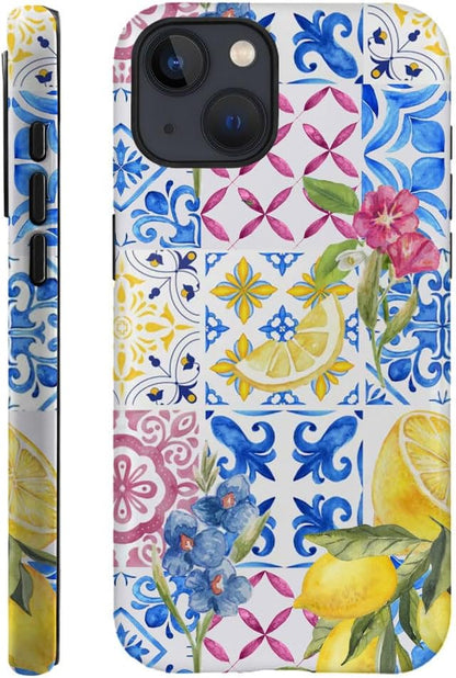 Case Compatible with iPhone 15 Plus - Hybrid Durable Shockproof Phone Cover,Cases for Woman Girl - Lemon Collage Aesthetic