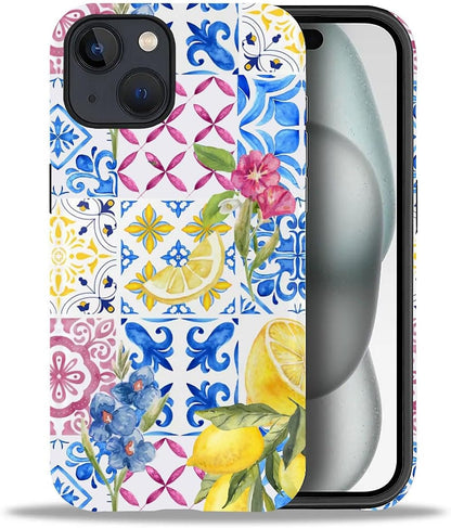 Case Compatible with iPhone 15 Plus - Hybrid Durable Shockproof Phone Cover,Cases for Woman Girl - Lemon Collage Aesthetic