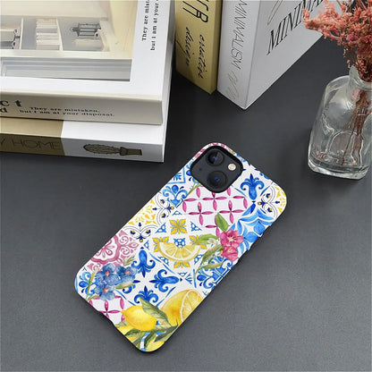 Case Compatible with iPhone 15 Plus - Hybrid Durable Shockproof Phone Cover,Cases for Woman Girl - Lemon Collage Aesthetic