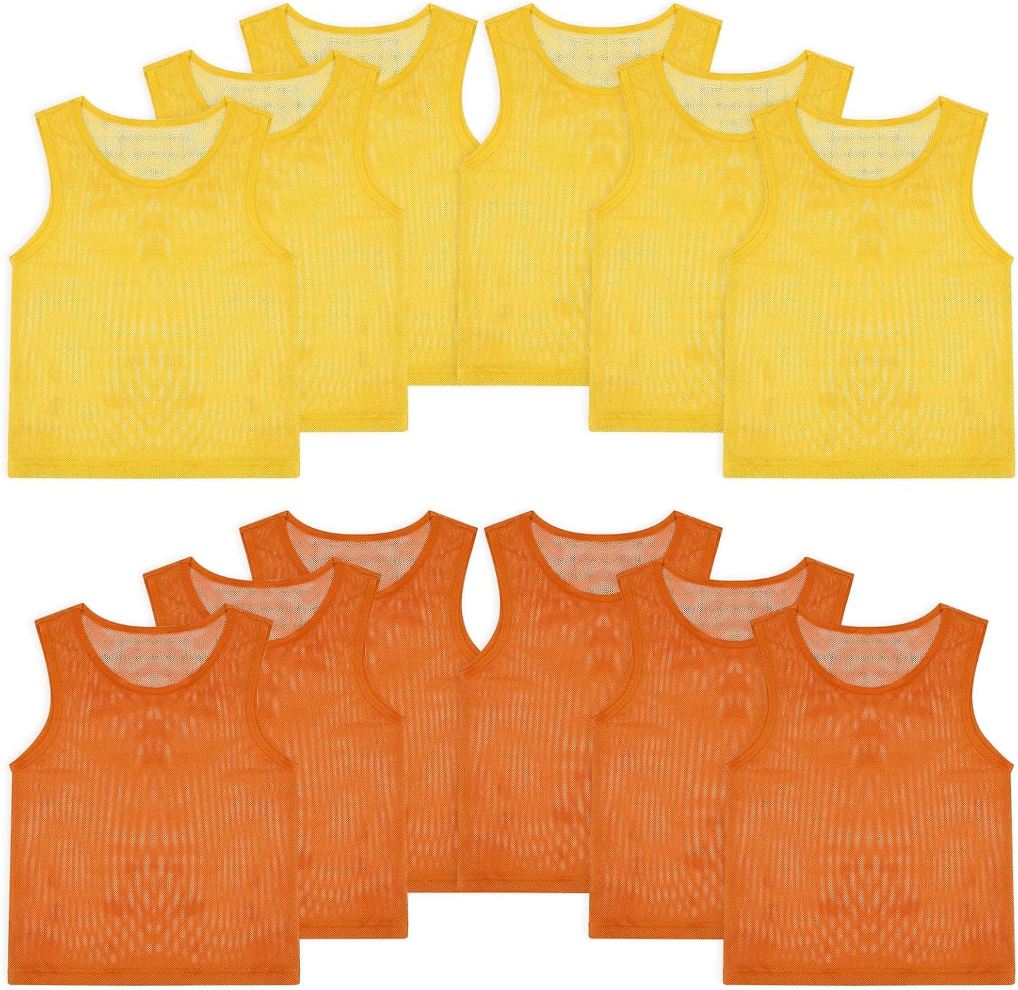 Pinnies, Soccer Pennies for Youth & Adults, Scrimmage Vests 6/12/24 Pcs | Lightweight Mesh Practice Jerseys, Soccer Team Bibs for Sports, Blue, Red, Yellow, Orange
