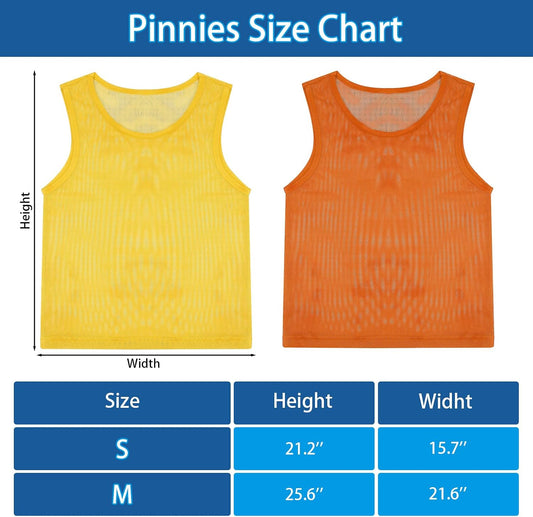 Pinnies, Soccer Pennies for Youth & Adults, Scrimmage Vests 6/12/24 Pcs | Lightweight Mesh Practice Jerseys, Soccer Team Bibs for Sports, Blue, Red, Yellow, Orange
