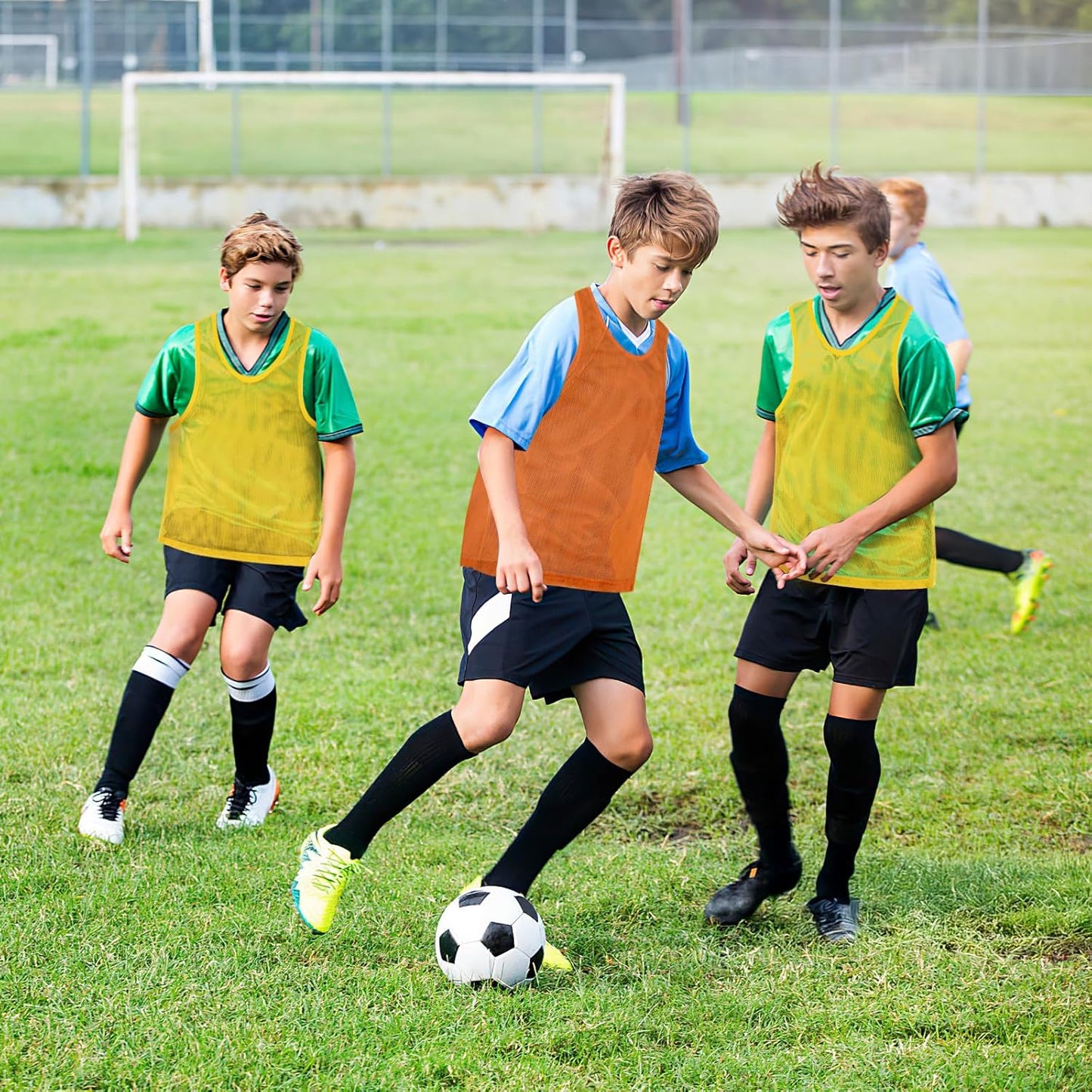 Pinnies, Soccer Pennies for Youth & Adults, Scrimmage Vests 6/12/24 Pcs | Lightweight Mesh Practice Jerseys, Soccer Team Bibs for Sports, Blue, Red, Yellow, Orange