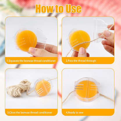 4Pcs Beeswax Thread Conditioner,Thread Wax for Sewing Thread,Thread Conditioner Beeswax for Quilting Sewing Strengthening Line Embroidery Wax for Thread(Yellow)