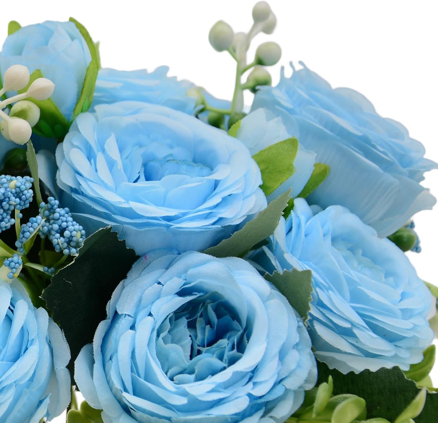 Artificial Flowers Bouquet 2 Pack Champagne Peonies Silk Faux Rose Bundle | 10 Austin Rose Flowers, Faux Flower for Home Wedding Floral Arrangements Dining Table Centerpieces Bridal Party Decoration