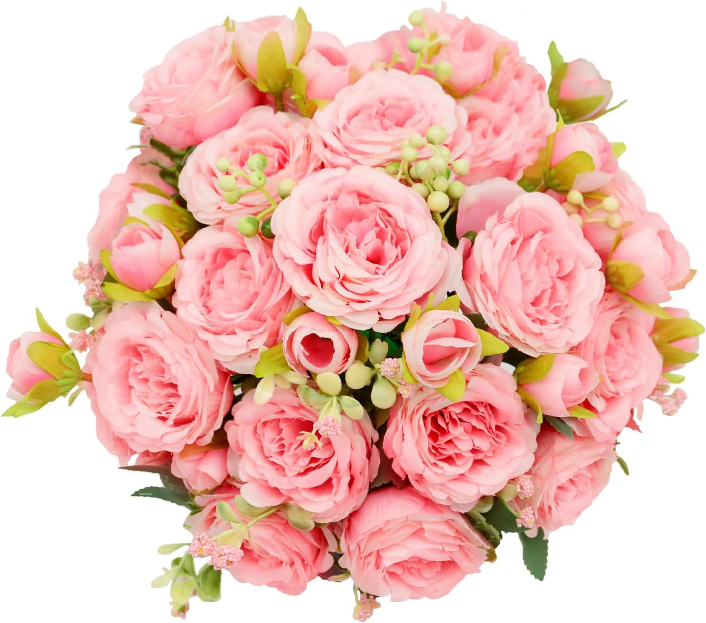 Artificial Flowers Bouquet 2 Pack Champagne Peonies Silk Faux Rose Bundle | 10 Austin Rose Flowers, Faux Flower for Home Wedding Floral Arrangements Dining Table Centerpieces Bridal Party Decoration
