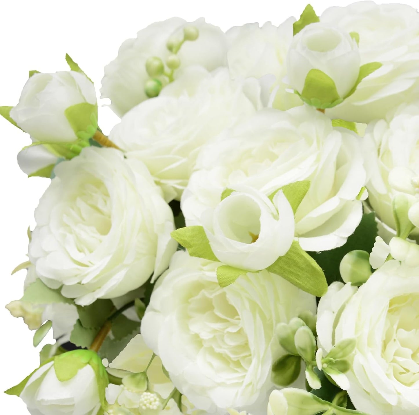 Artificial Flowers Bouquet 2 Pack Champagne Peonies Silk Faux Rose Bundle | 10 Austin Rose Flowers, Faux Flower for Home Wedding Floral Arrangements Dining Table Centerpieces Bridal Party Decoration