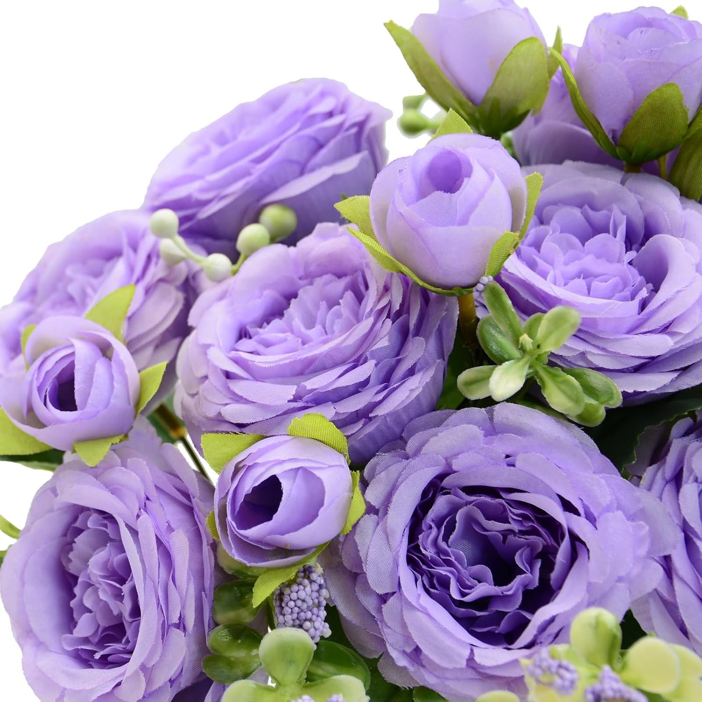 Artificial Flowers Bouquet 2 Pack Champagne Peonies Silk Faux Rose Bundle | 10 Austin Rose Flowers, Faux Flower for Home Wedding Floral Arrangements Dining Table Centerpieces Bridal Party Decoration