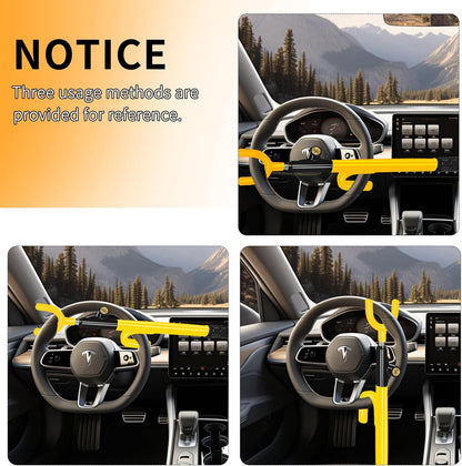 Heavy Duty Steering Wheel Lock-Yellow | Anti-Theft Car Device,Adjustable Length Locking with 3 Keys Universal Fit for Cars Trucks Vans and SUV