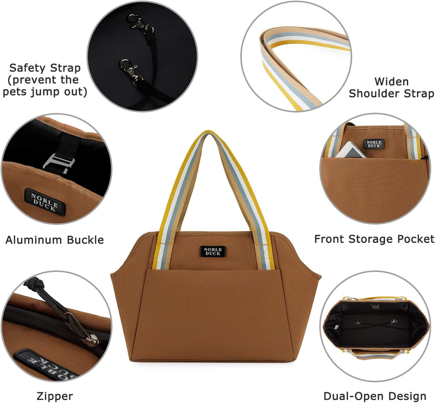 Small Dog Carrier with Pockets, Portable Small Dog Cat Soft-Sided Carrier with Adjustable Safety Tether, Versatile Pet Purse for Subway/Shopping/Hiking/Traveling (Khaki)