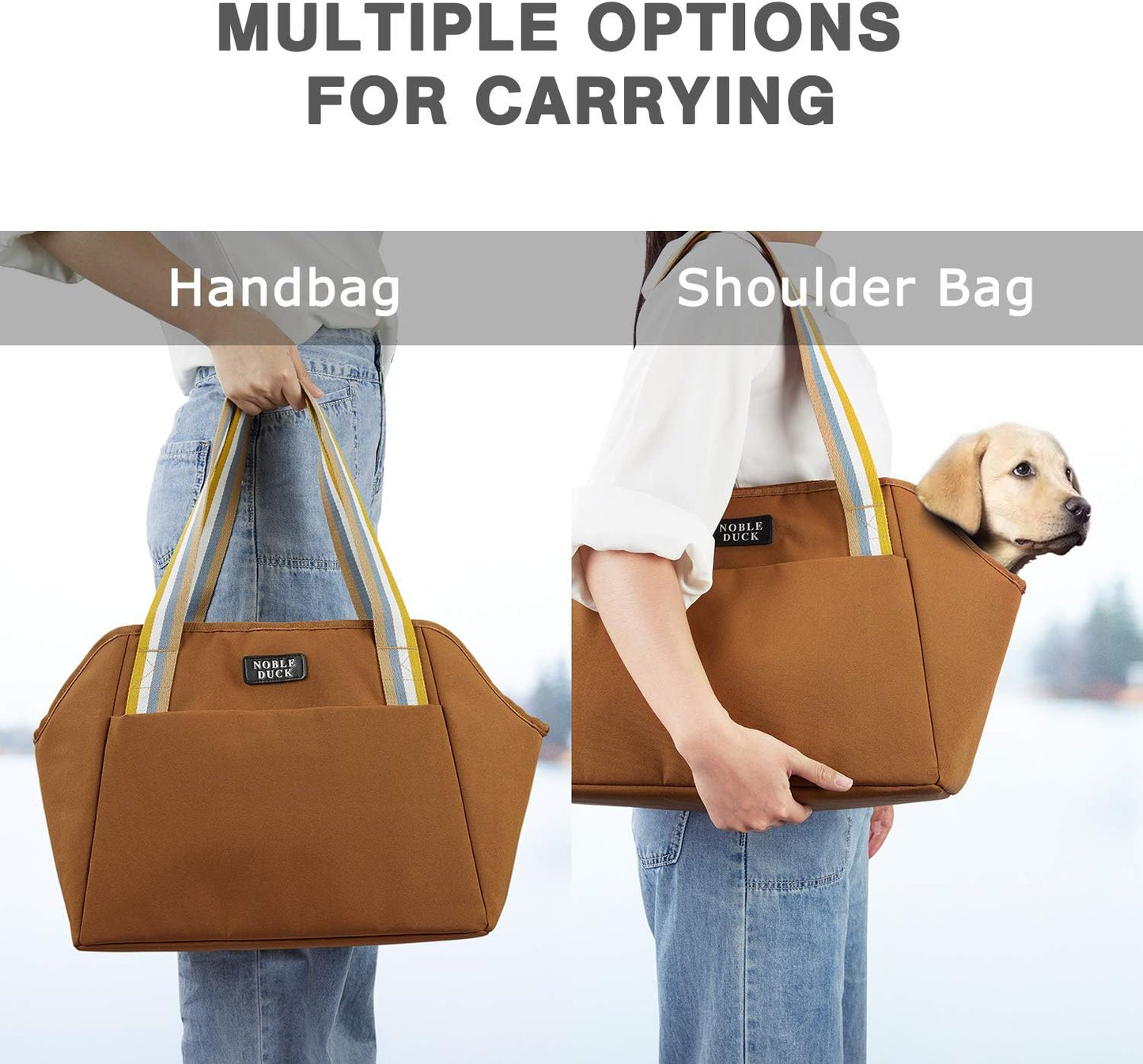 Small Dog Carrier with Pockets, Portable Small Dog Cat Soft-Sided Carrier with Adjustable Safety Tether, Versatile Pet Purse for Subway/Shopping/Hiking/Traveling (Khaki)