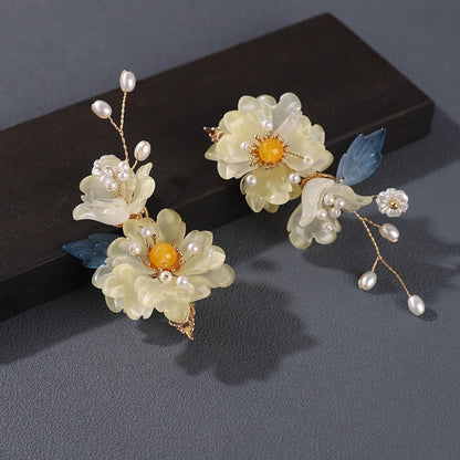 Hanfu Hair Accessories Yellow Chinese Hair Clips For Women,1 Pair