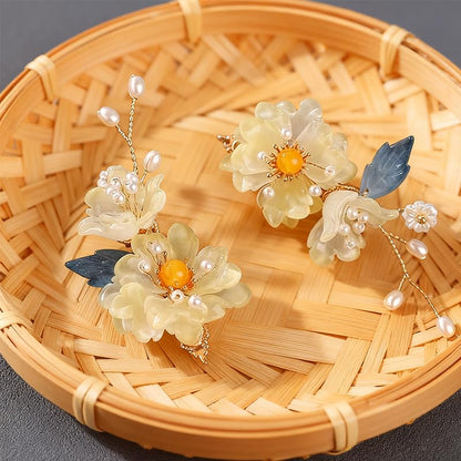 Hanfu Hair Accessories Yellow Chinese Hair Clips For Women,1 Pair
