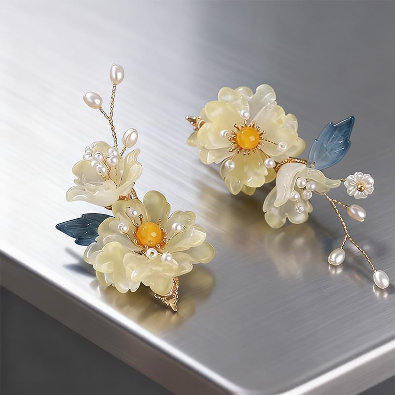 Hanfu Hair Accessories Yellow Chinese Hair Clips For Women,1 Pair