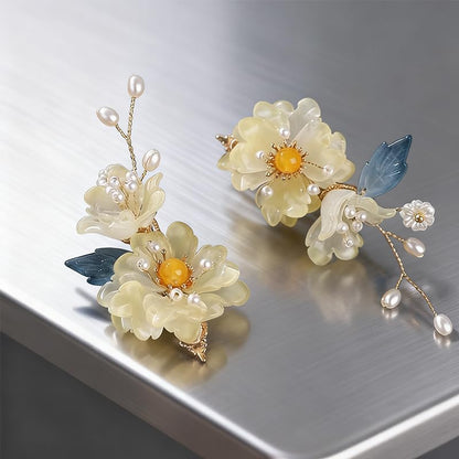 Hanfu Hair Accessories Yellow Chinese Hair Clips For Women,1 Pair