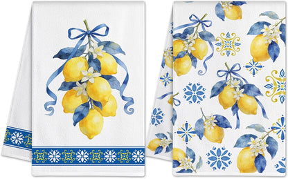 Lemon Kitchen Decor, Lemon Towel Gifts for Women for Bathroom Home | Set of 2, Hand Dish Towels, Funny, Cute, Summer, Spring, Housewarming Decoration Decor, Gifts for Lady