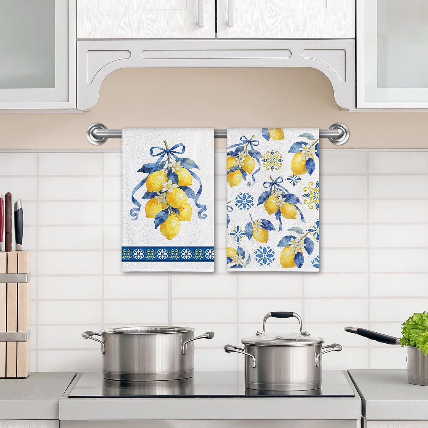 Lemon Kitchen Decor, Lemon Towel Gifts for Women for Bathroom Home | Set of 2, Hand Dish Towels, Funny, Cute, Summer, Spring, Housewarming Decoration Decor, Gifts for Lady